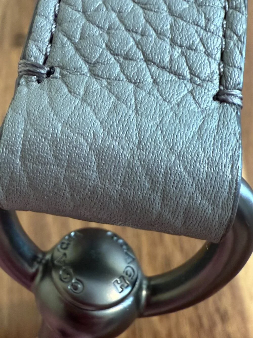 COACH adjustable pebble Leather Strap EUC tea rose detail